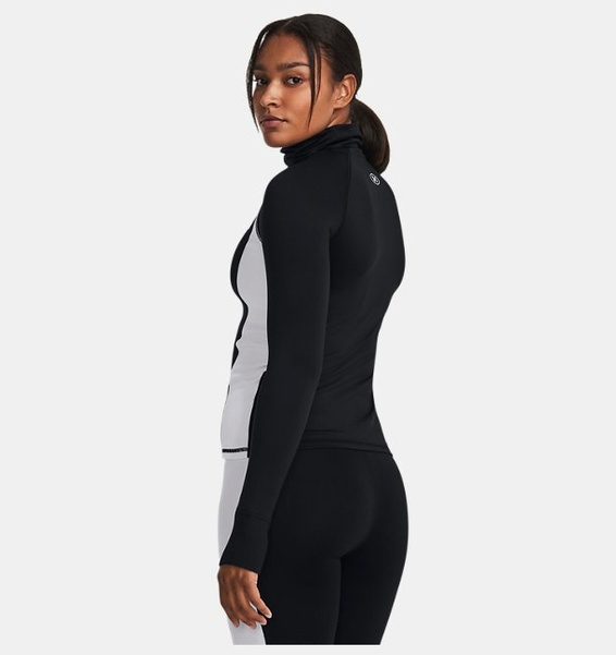Siyah Kadın UA Train Cold Weather Funnel Neck Uzun Kollu T-shirt
