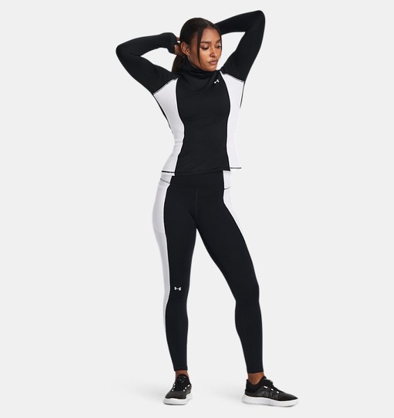 Siyah Kadın UA Train Cold Weather Funnel Neck Uzun Kollu T-shirt