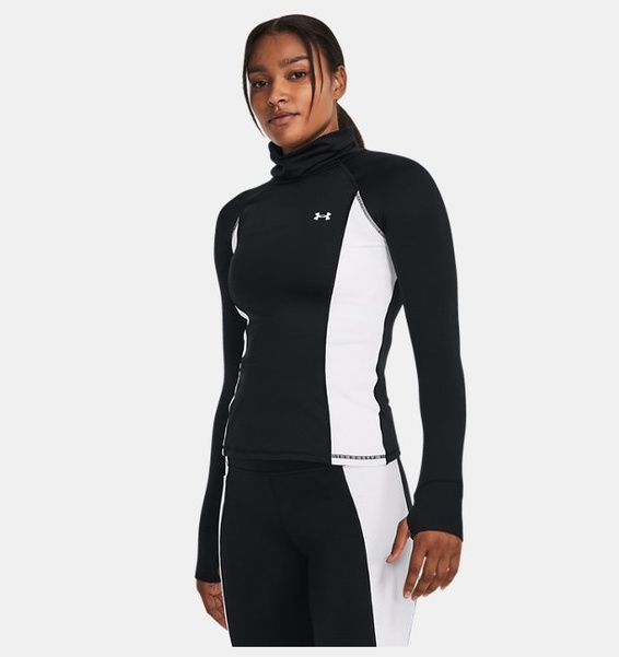 Siyah Kadın UA Train Cold Weather Funnel Neck Uzun Kollu T-shirt
