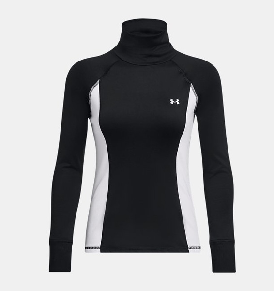 Siyah Kadın UA Train Cold Weather Funnel Neck Uzun Kollu T-shirt