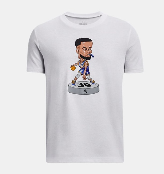 Beyaz Erkek Çocuk Curry Bobblehead Kısa Kollu T-shirt