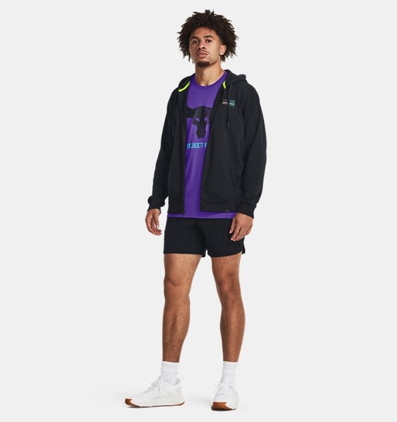 Siyah Erkek Project Rock Heavyweight Terry Tam Boy Fermuarlı Sweatshirt