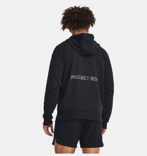 Siyah Erkek Project Rock Heavyweight Terry Tam Boy Fermuarlı Sweatshirt