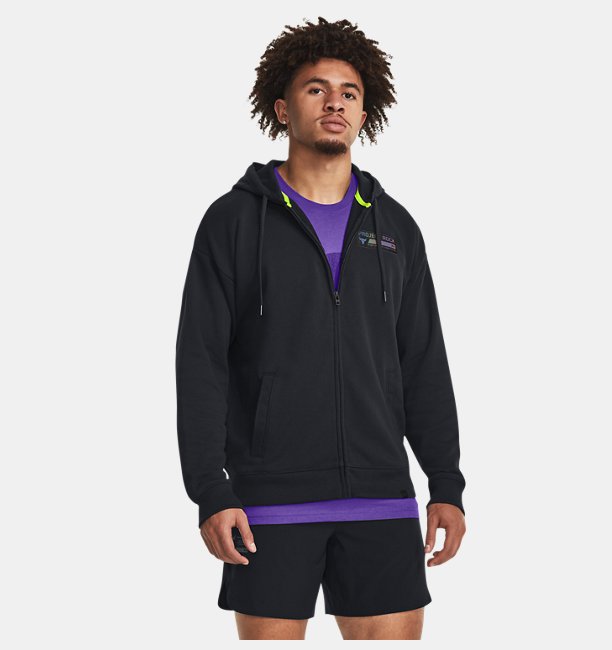 Erkek Project Rock Heavyweight Terry Tam Boy Fermuarlı Sweatshirt Siyah