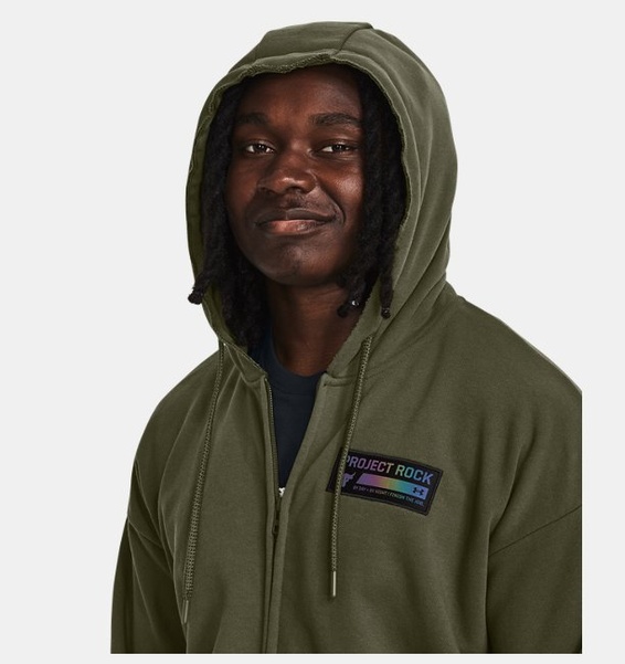 Haki Erkek Project Rock Heavyweight Terry Tam Boy Fermuarlı Sweatshirt