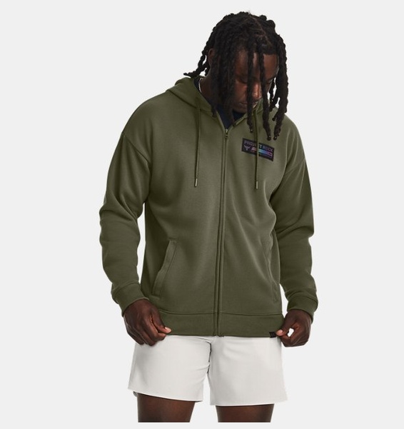 Haki Erkek Project Rock Heavyweight Terry Tam Boy Fermuarlı Sweatshirt