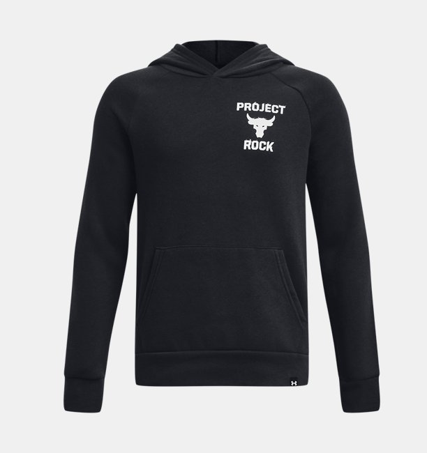 Erkek Çocuk Project Rock Rival Fleece Kapüşonlu Üst Siyah