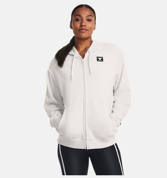 Gri Kadın Project Rock Heavyweight Terry Oversized Tam Boy Fermuarlı Sweatshirt