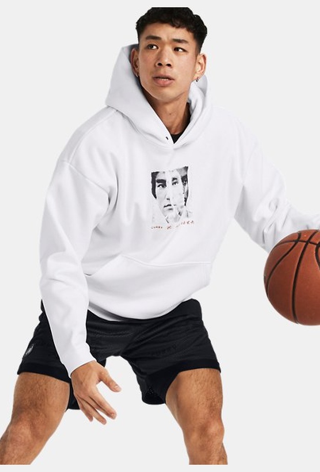 Erkek Curry x Bruce Lee Kapüşonlu Üst Beyaz