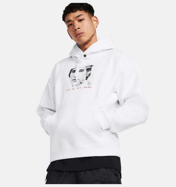 Erkek Curry x Bruce Lee Kapüşonlu Üst Beyaz