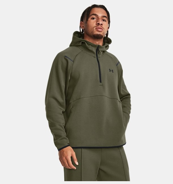 Haki Erkek UA Unstoppable Fleece Kapüşonlu Üst