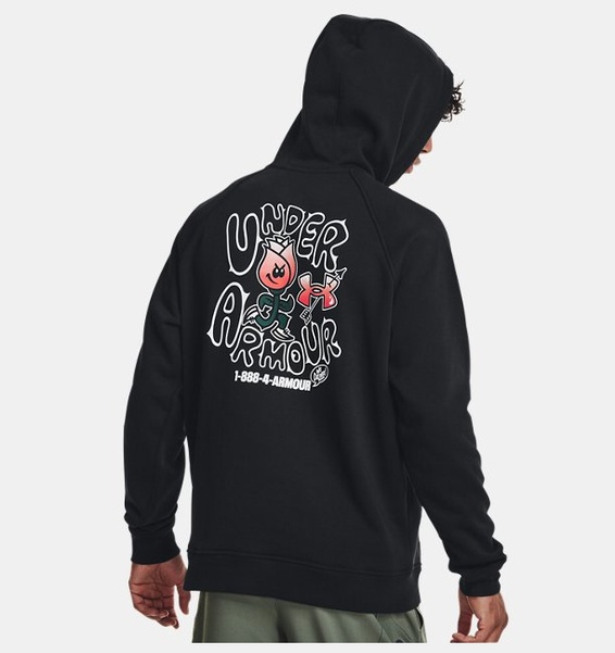 Siyah Erkek UA Heavyweight Terry Rose Kapüşonlu Üst