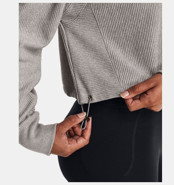 Gri Kadın UA Ottoman Fleece ¼ Fermuarlı Sweatshirt