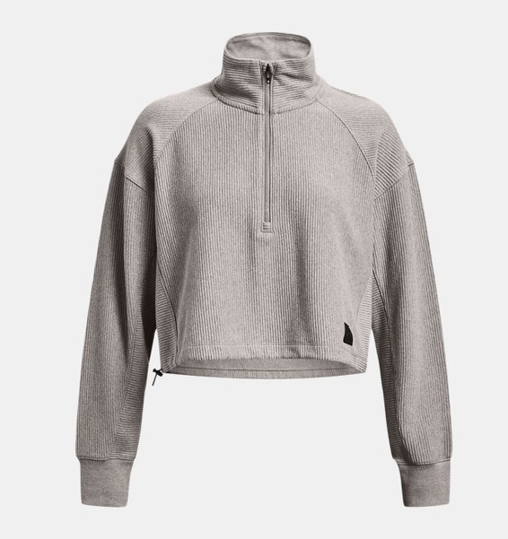 Gri Kadın UA Ottoman Fleece ¼ Fermuarlı Sweatshirt