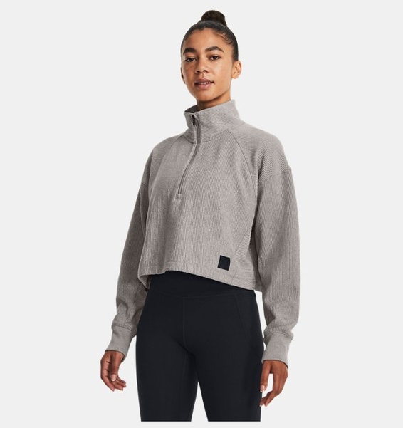 Gri Kadın UA Ottoman Fleece ¼ Fermuarlı Sweatshirt