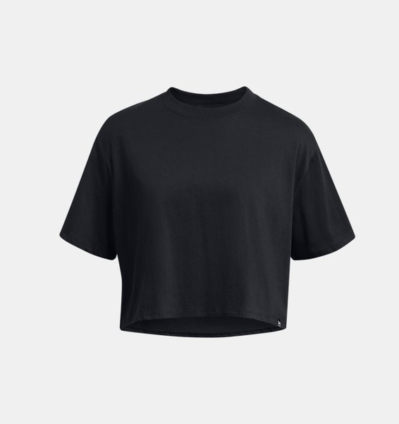 Siyah Kadın Campus Boxy Crop Kısa Kollu T-shirt