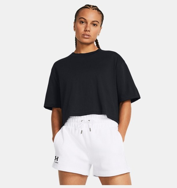 Siyah Kadın Campus Boxy Crop Kısa Kollu T-shirt