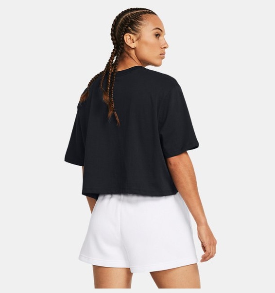 Siyah Kadın Campus Boxy Crop Kısa Kollu T-shirt