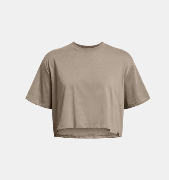 Kahverengi Kadın Campus Boxy Crop Kısa Kollu T-shirt