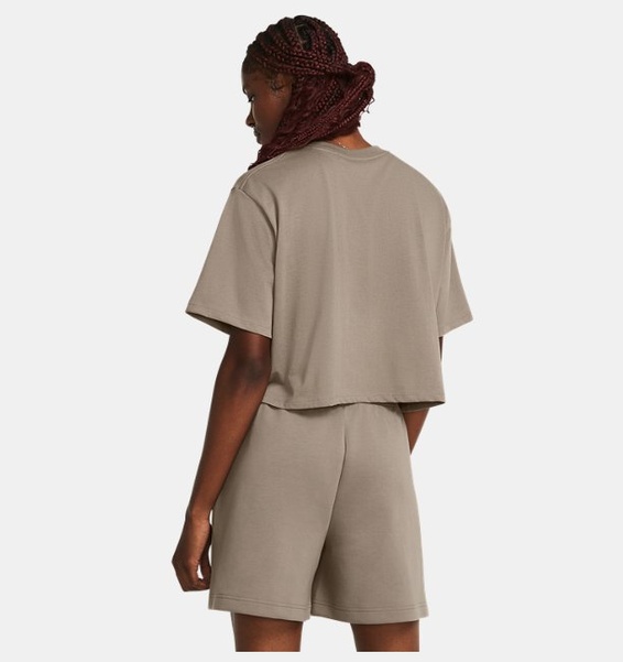 Kahverengi Kadın Campus Boxy Crop Kısa Kollu T-shirt