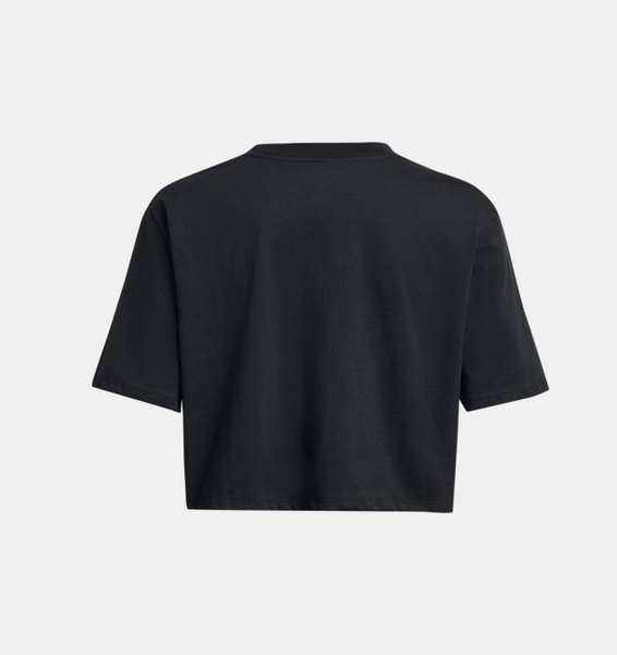 Siyah Kadın Campus Boxy Crop Kısa Kollu T-shirt
