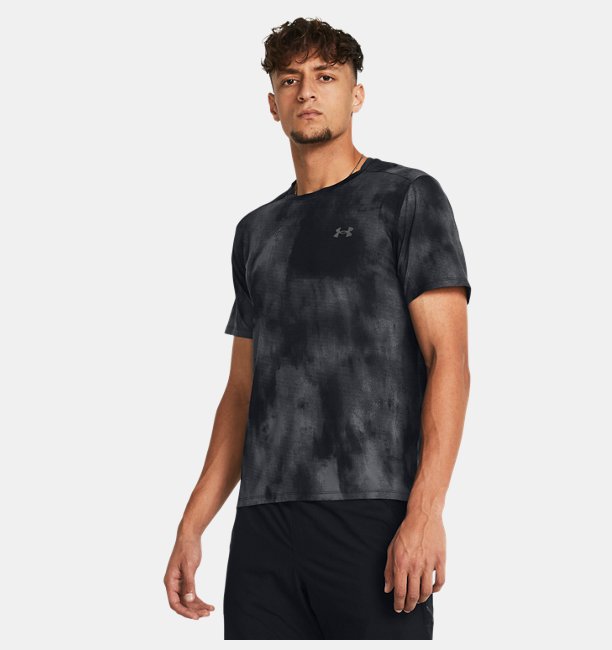 Erkek UA Launch Elite Wash Kısa Kollu T-shirt Siyah