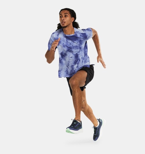 Lila Erkek UA Launch Elite Wash Kısa Kollu T-shirt