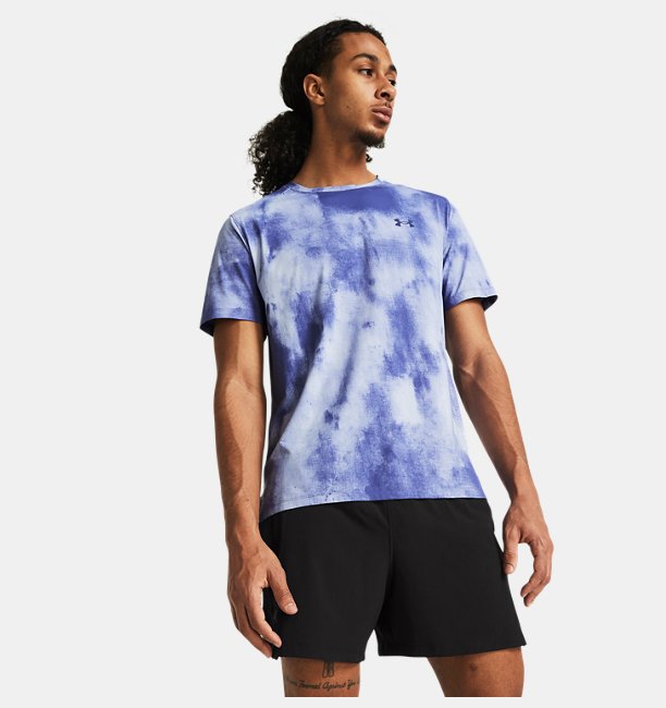 Erkek UA Launch Elite Wash Kısa Kollu T-shirt Lila