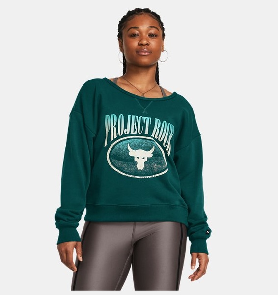 Petrol Yeşili Kadın Project Rock Heavyweight Terry Uzun Kollu T-shirt