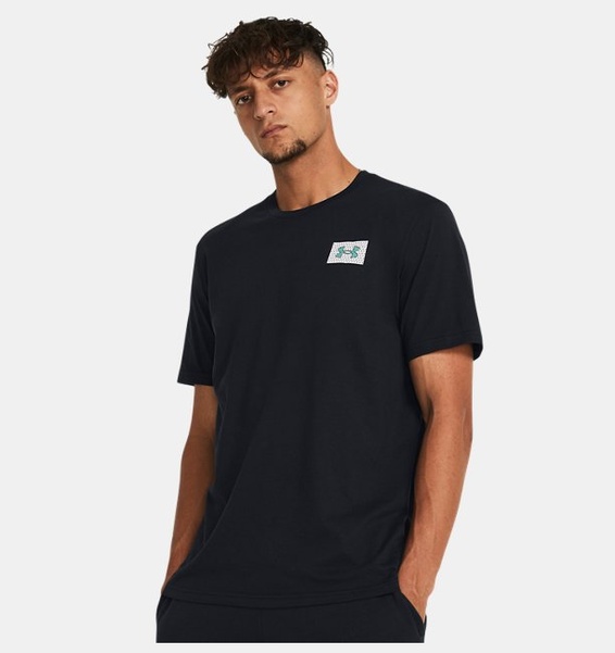 Siyah Erkek UA Colorblock Logo Left Chest T-shirt