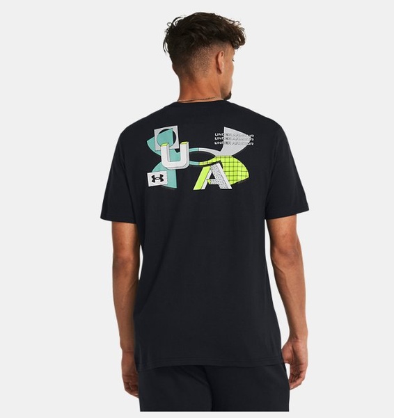 Siyah Erkek UA Colorblock Logo Left Chest T-shirt
