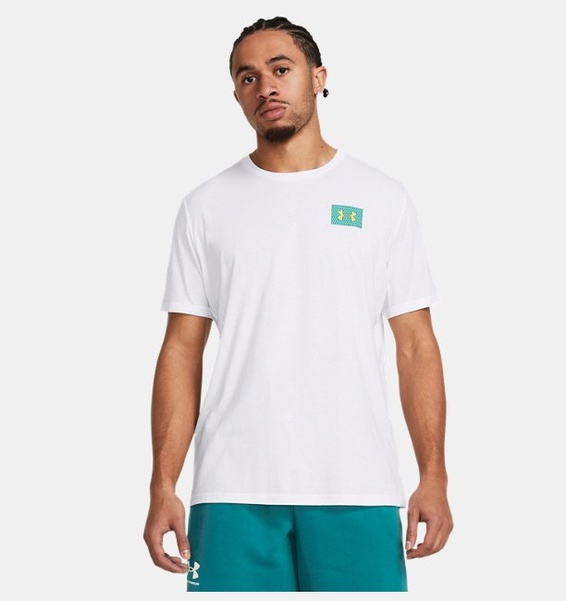 Beyaz Erkek UA Colorblock Logo Left Chest T-shirt