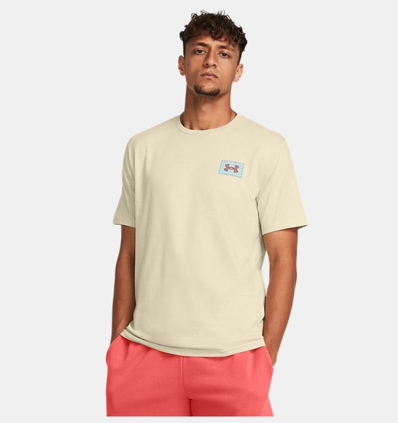 Bej Erkek UA Colorblock Logo Left Chest T-shirt