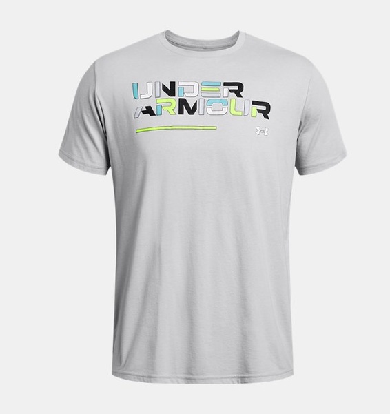Gri Erkek UA Colorblock Wordmark Kısa Kollu T-shirt