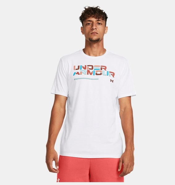 Beyaz Erkek UA Colorblock Wordmark Kısa Kollu T-shirt