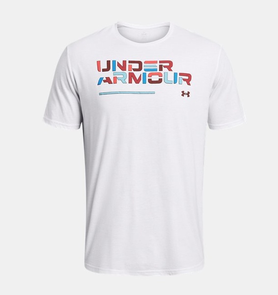 Beyaz Erkek UA Colorblock Wordmark Kısa Kollu T-shirt