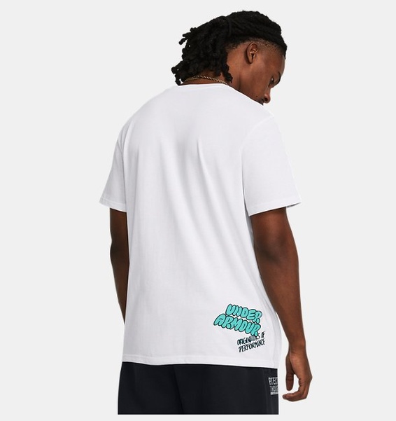 Beyaz Erkek UA Heavyweight Logo İşlemeli Kısa Kollu T-shirt