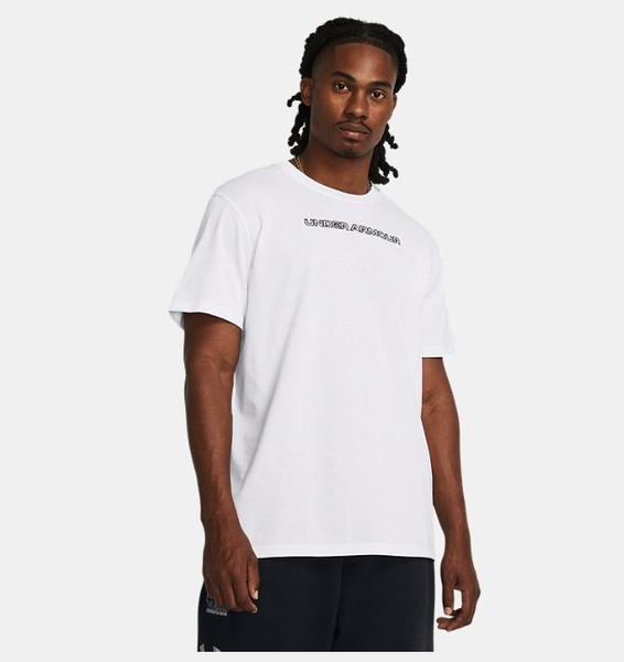 Beyaz Erkek UA Heavyweight Logo İşlemeli Kısa Kollu T-shirt