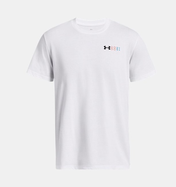 Beyaz Erkek UA Heavyweight Left Chest Logo Repeat Kısa Kollu T-shirt