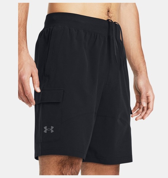 Siyah Erkek UA Stretch Dokuma Kargo Şort