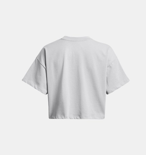 Gri Kadın UA Heavyweight SCRIPTED WM CROP Kısa Kollu T-shirt