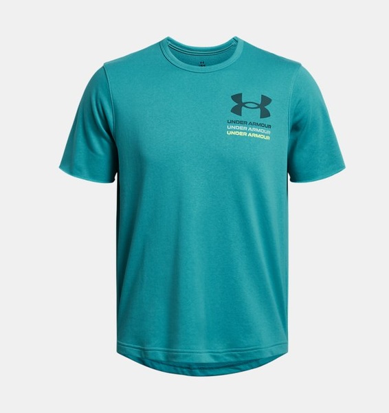 Petrol Yeşili Erkek UA Rival Terry Colorblock Kısa Kollu T-shirt