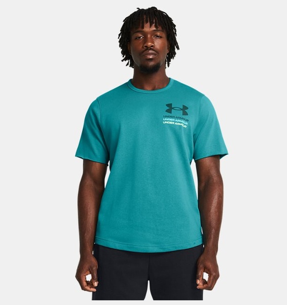 Petrol Yeşili Erkek UA Rival Terry Colorblock Kısa Kollu T-shirt