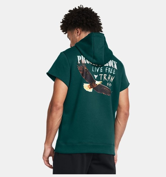 Petrol Yeşili Erkek Project Rock Q1 SS Icon Fleece Kapüşonlu Sweatshirt