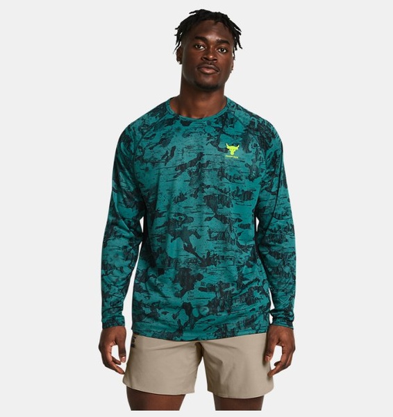 Petrol Yeşili Erkek Project Rock Iso-Chill Uzun Kollu T-shirt