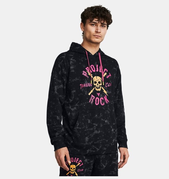 Siyah Erkek UA Project Rock Rival Terry Kapüşonlu Sweatshirt