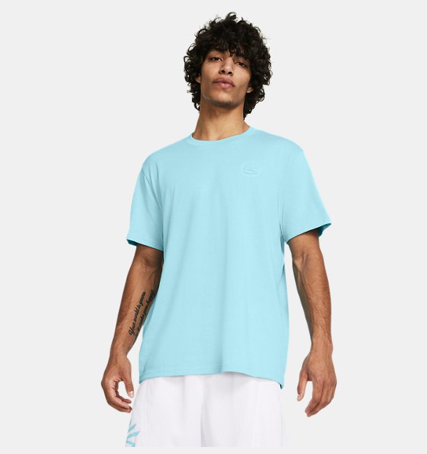 Erkek Curry Heavyweight  İşlemeli T-shirt Gök Mavisi