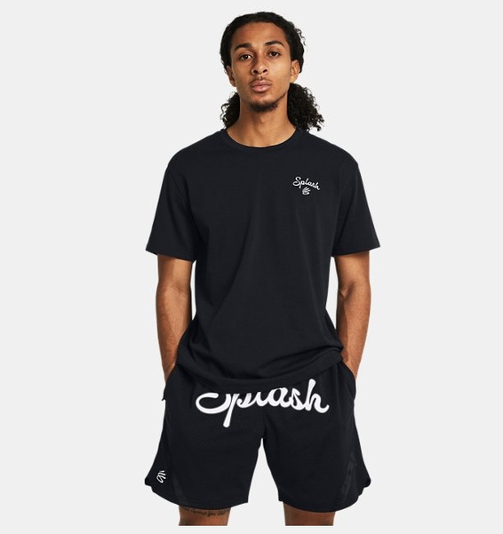 Siyah Erkek Curry İşlemeli Splash T-shirt