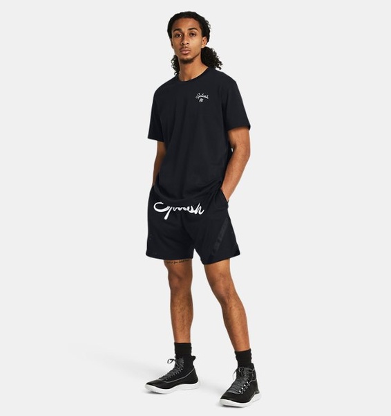 Siyah Erkek Curry İşlemeli Splash T-shirt