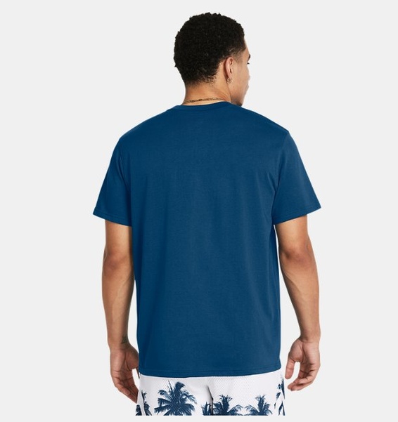 Petrol Mavisi Erkek Curry İşlemeli Splash T-shirt